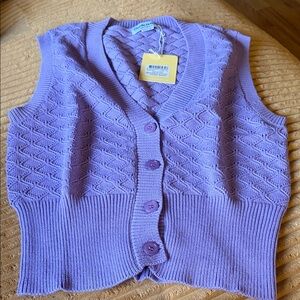 NWT Charlie Holiday Lavender Knit Sleeveless Sweater Vest